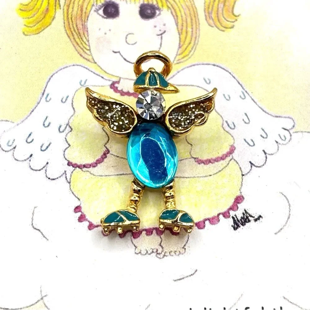 Baby Boy Angel Lapel Pin Blue Angel Brooch with Blue